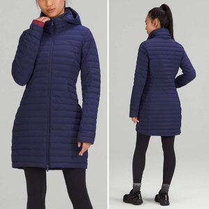 Lululemon Pack It Down Long Jacket Goose Down Puffer Coat Night Sea Blue - 12 XL